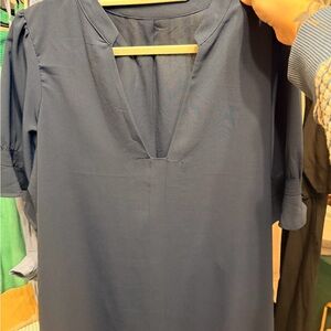 Elegant Blue V-Neck Dress